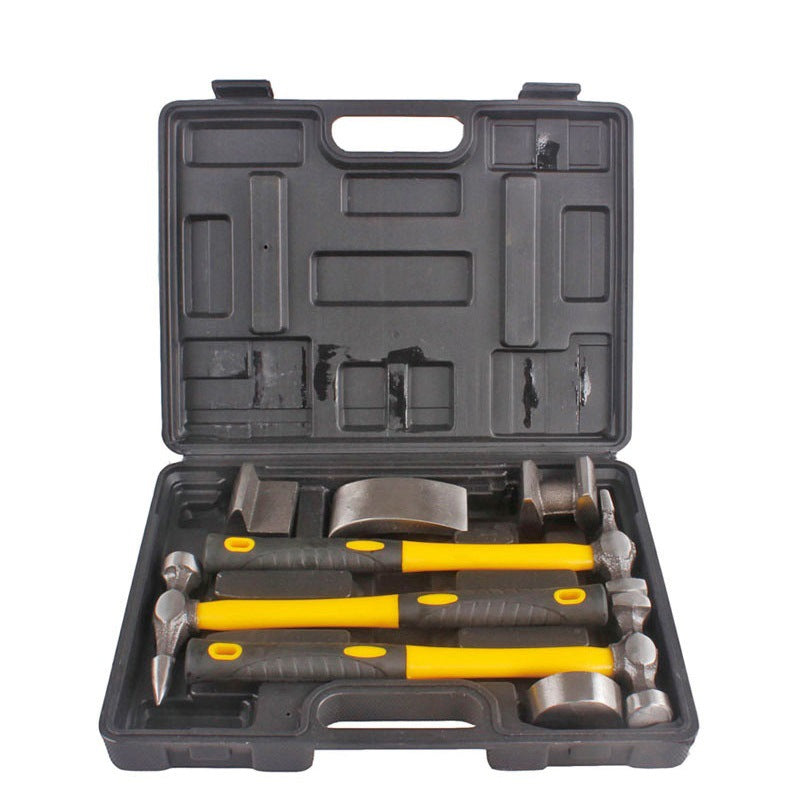 7-teiliger Karosserie-Ausbeul-Satz – Profi Ausbeulhammer & Faustschlägel Set – Reparatur-Werkzeug für Karosserie & Dellen – Hochwertiges Blechbearbeitung-Set im Koffer