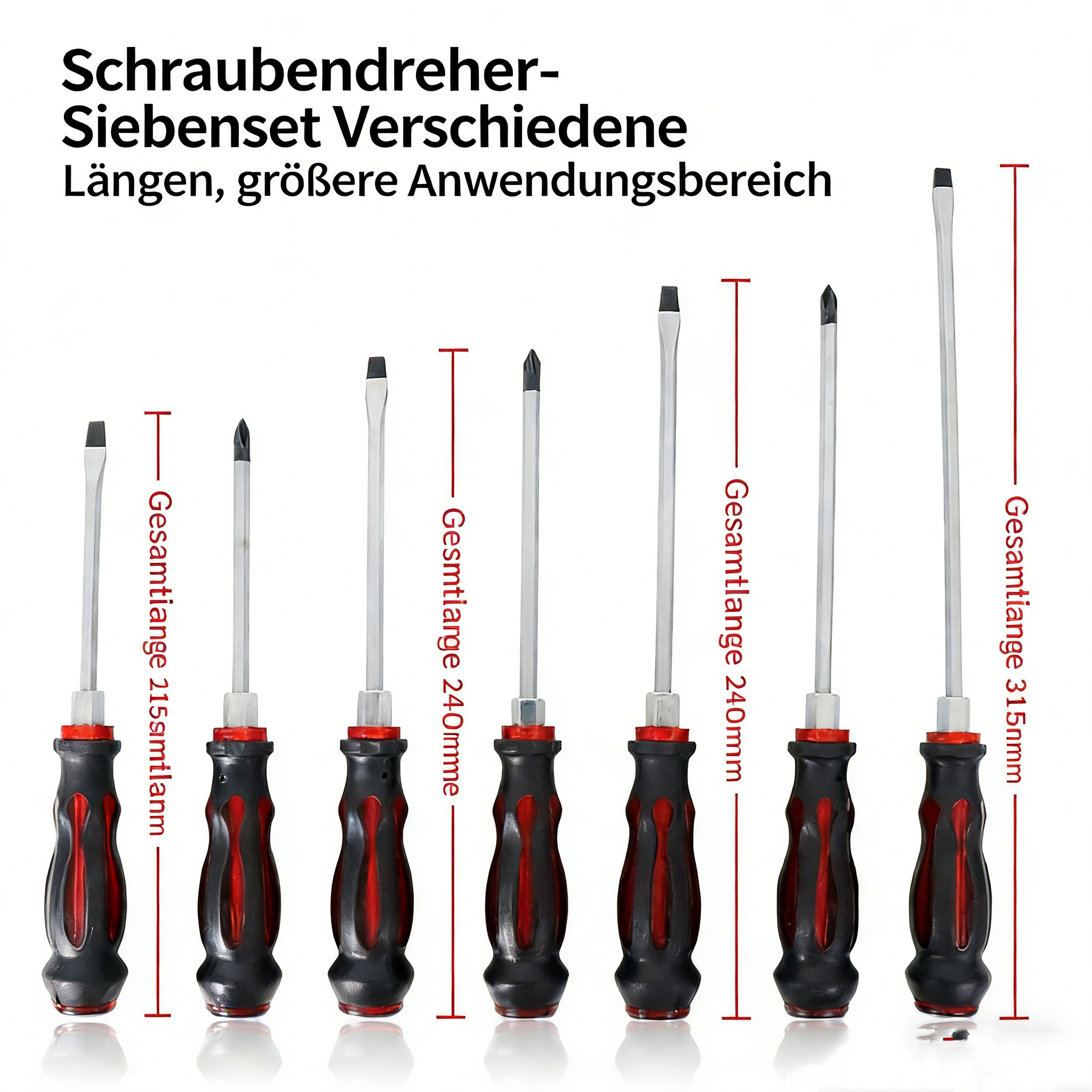 7-tlg. Durchgehende Schlag-Schraubendreher Set – Profi Werkstatt-Schraubenzieher mit Schlagkappe – Schlitz, Kreuz (PH/PZ) & Torx – Robustes KFZ-Spezialwerkzeug