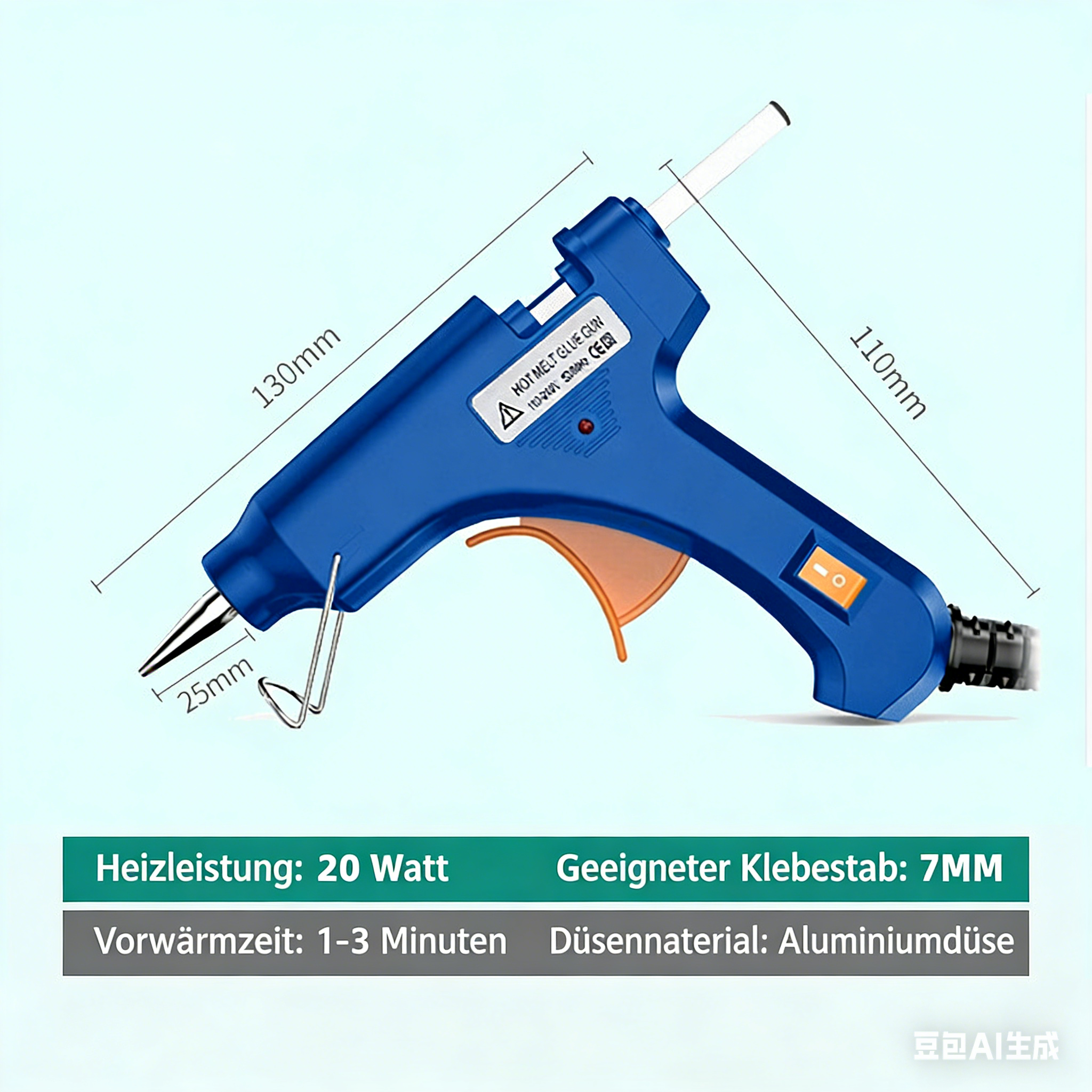 Mini Heißklebepistole für Kinder & DIY – Elektrische Heißklebepistole mit 7mm Klebesticks für Basteln & Handwerk
