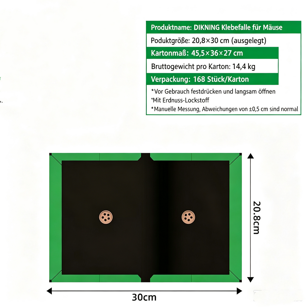 5* Mausefalle Klebebrett mit Erdnuss-Duft – Extra Starke Klebekraft, Dicke Hartpappe, Mehrfach Faltbar für Haus, Küche & Lager