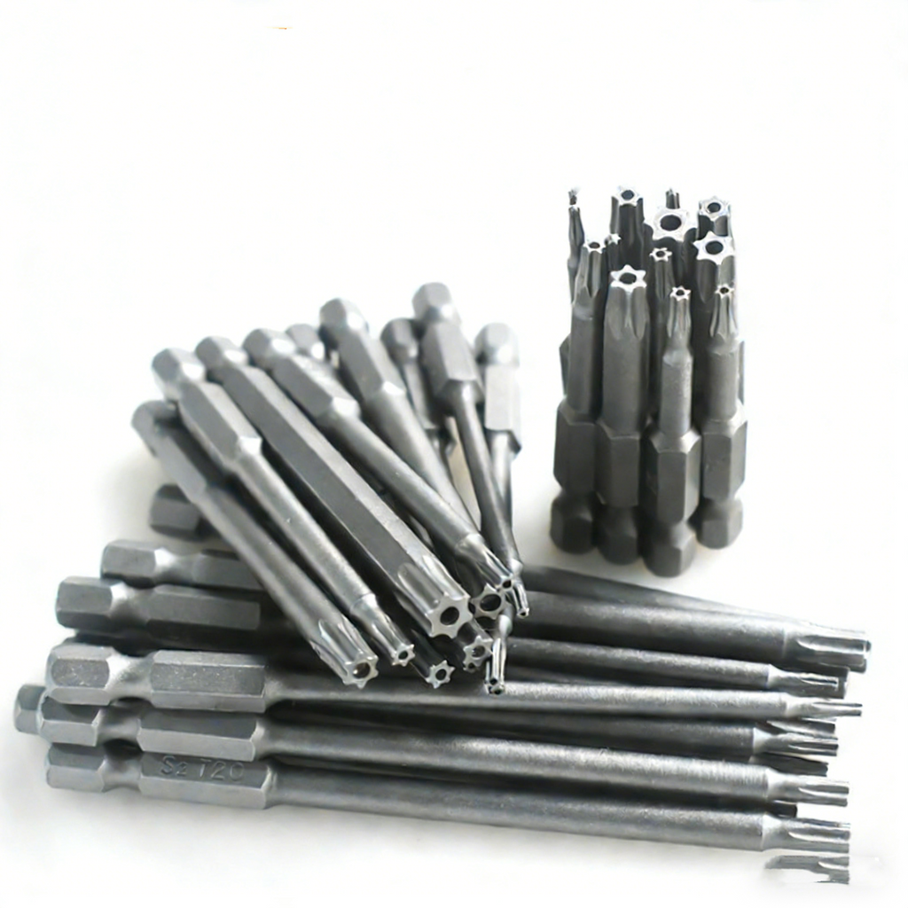 75mm Torx Bits Set mit Bohrung – S2-Stahl Sicherheits-Bitsatz – 1/4" Sechskantschaft für Akkuschrauber – Extra lange Schraubendreher-Einsätze