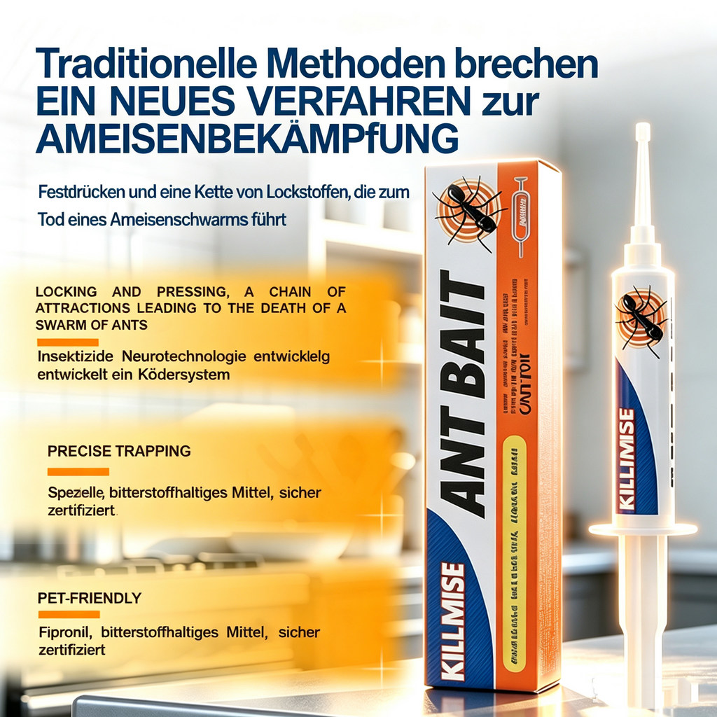 2*KILLMISE Ameisenköder Gel – Professionelles Ameisengift Gel mit Präzisions-Spritze, Effektive Kettenvernichtung für Nest & Königin, Für Küche, Bad & Wohnraum