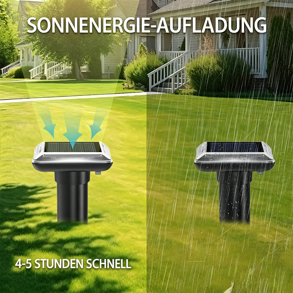 Solar Maulwurfabwehr 2er-Set: Ultraschall Wühlmausschreck wasserdicht für den Garten