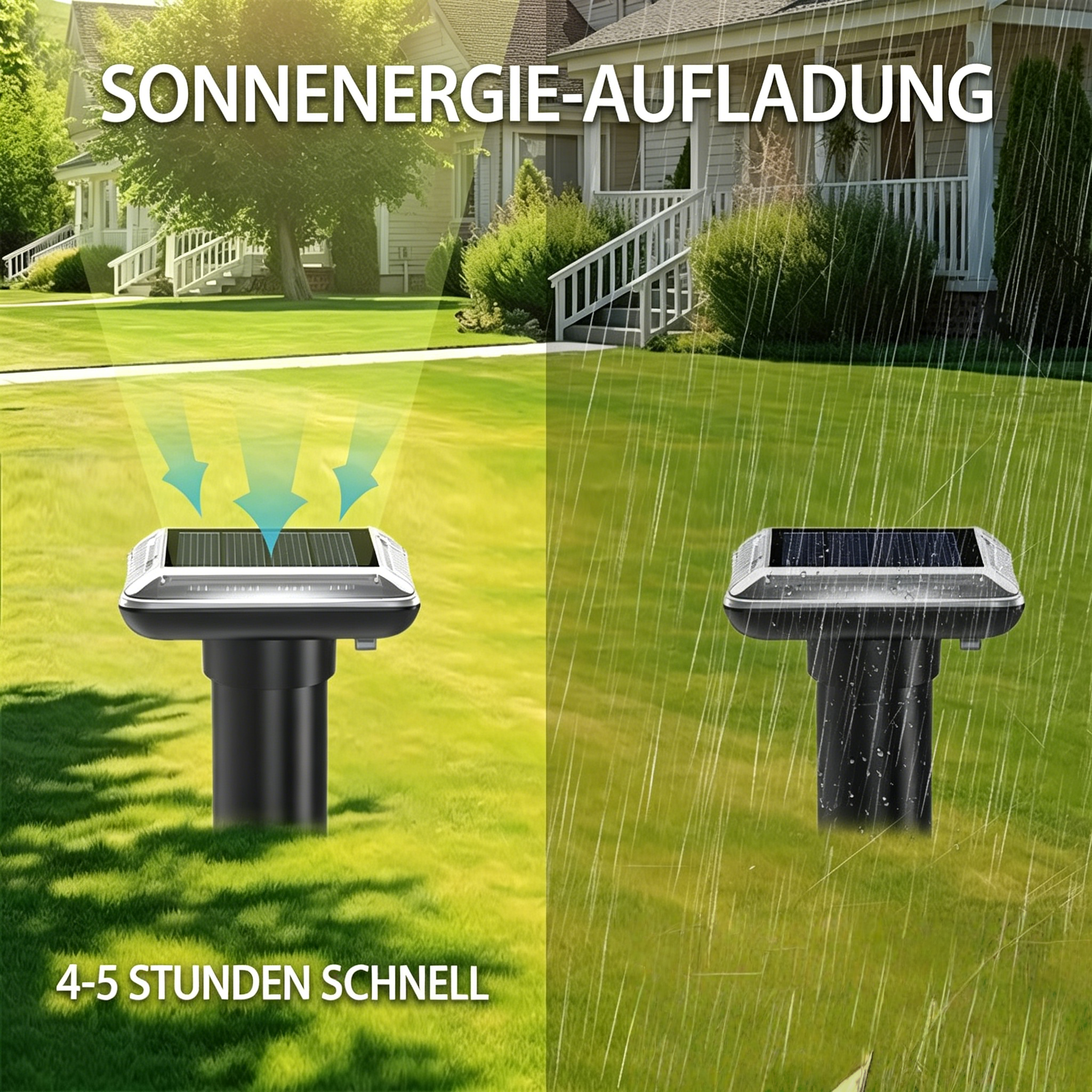 Solar Maulwurfabwehr 2er-Set: Ultraschall Wühlmausschreck wasserdicht für den Garten