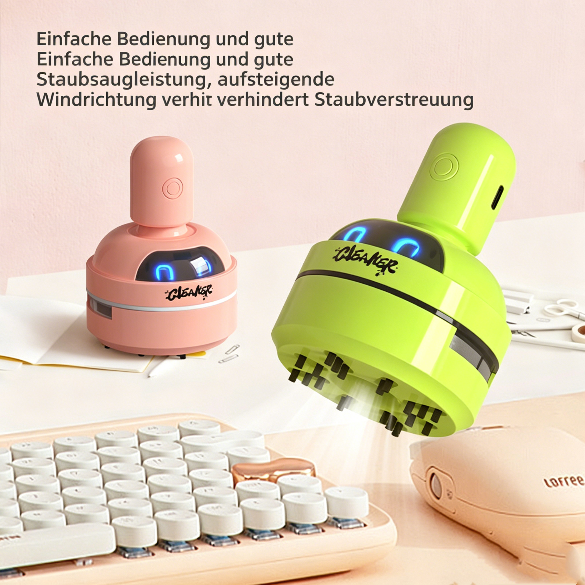 Mini Tischstaubsauger für Kinder: Niedlicher Krümelsauger für Radiergummireste & Tastatur