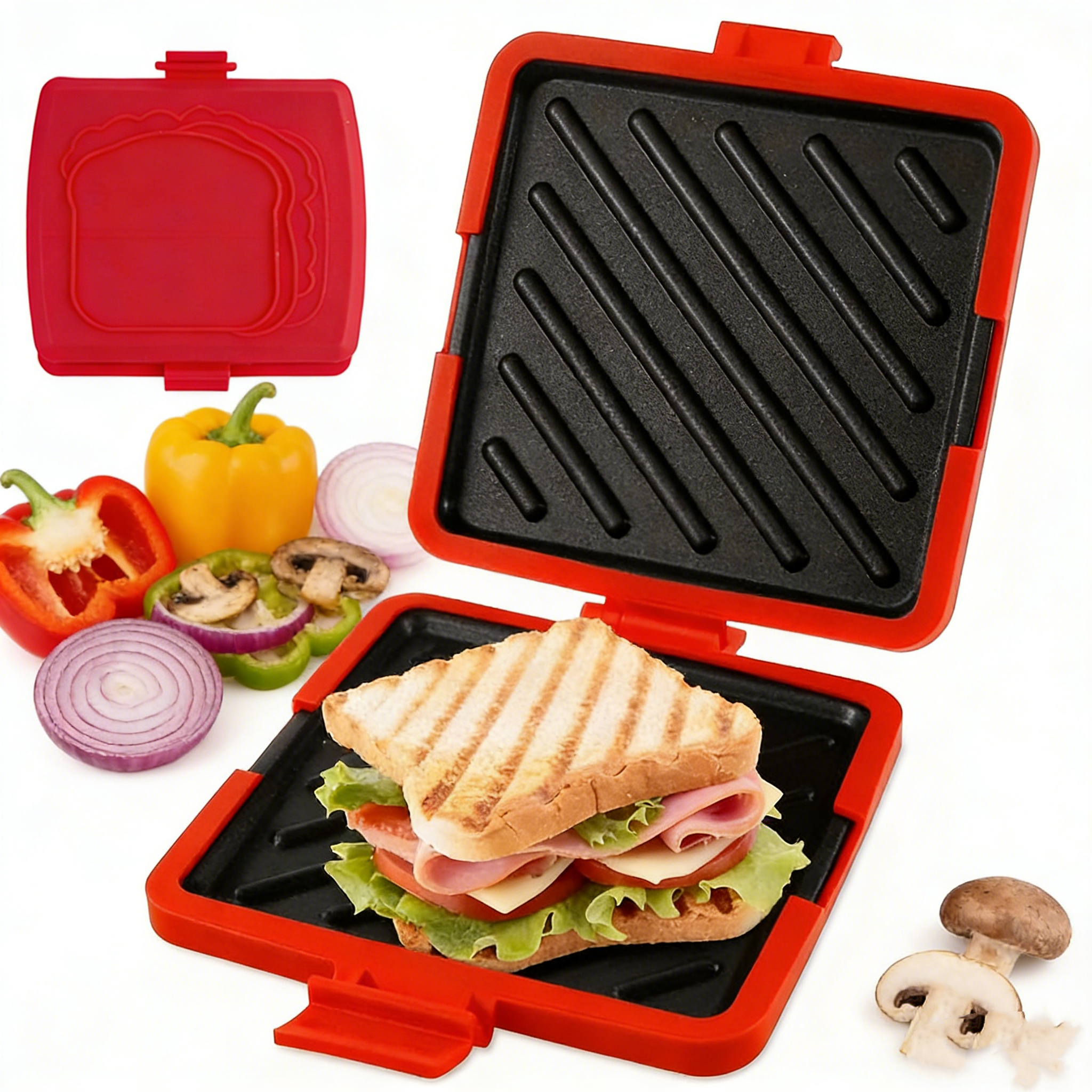 Kompakte Schnellheiz-Toastplatte – Hitzeschutz-Grillplatte aus Silikon für Sandwich & Brot