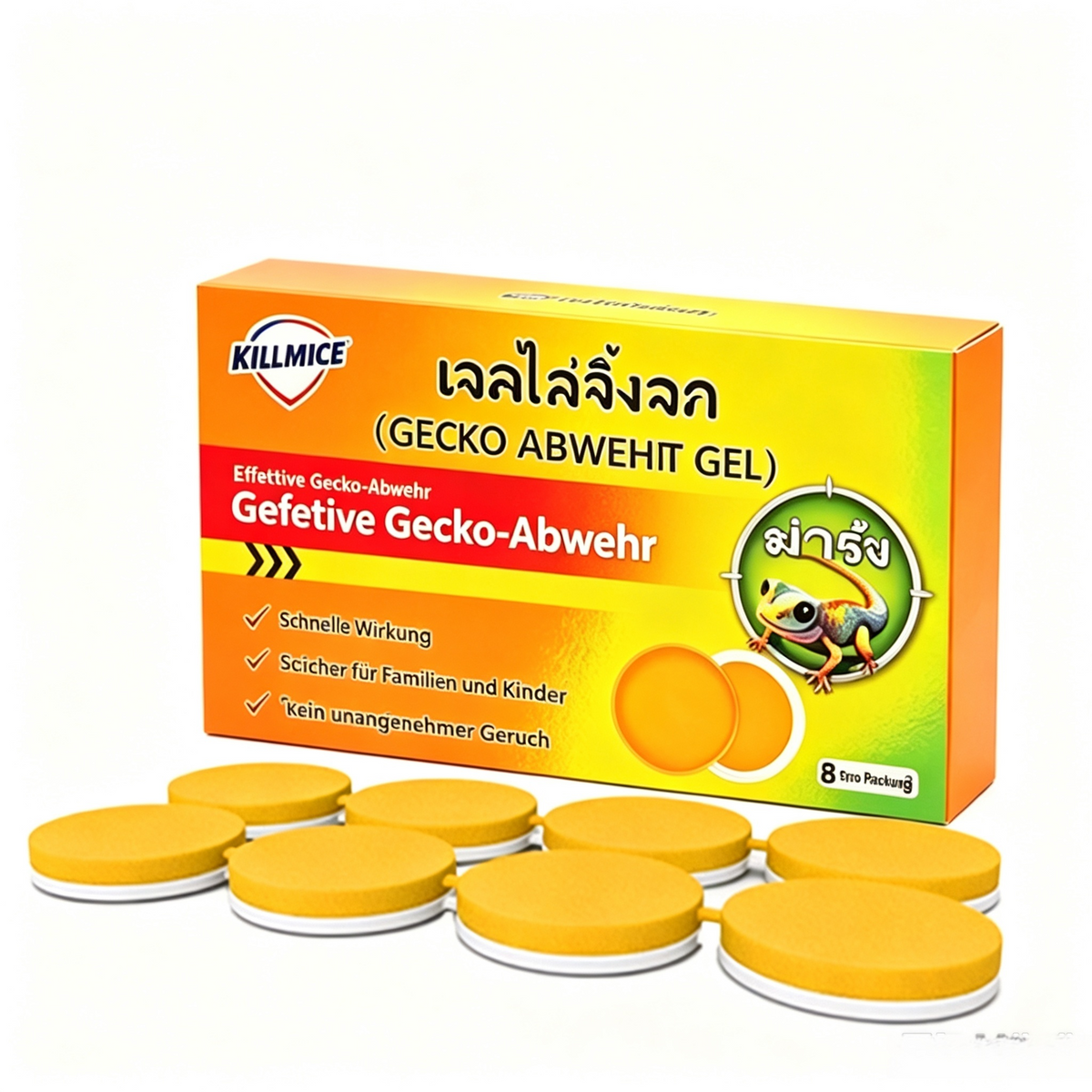 Gecko-Abwehr Gel (2er-Pack / 16 Stück) – Effektives Mittel gegen Geckos & Eidechsen, Sanfte & Schnelle Abwehr für Haus & Innenräume, Langanhaltende Schutzbarriere