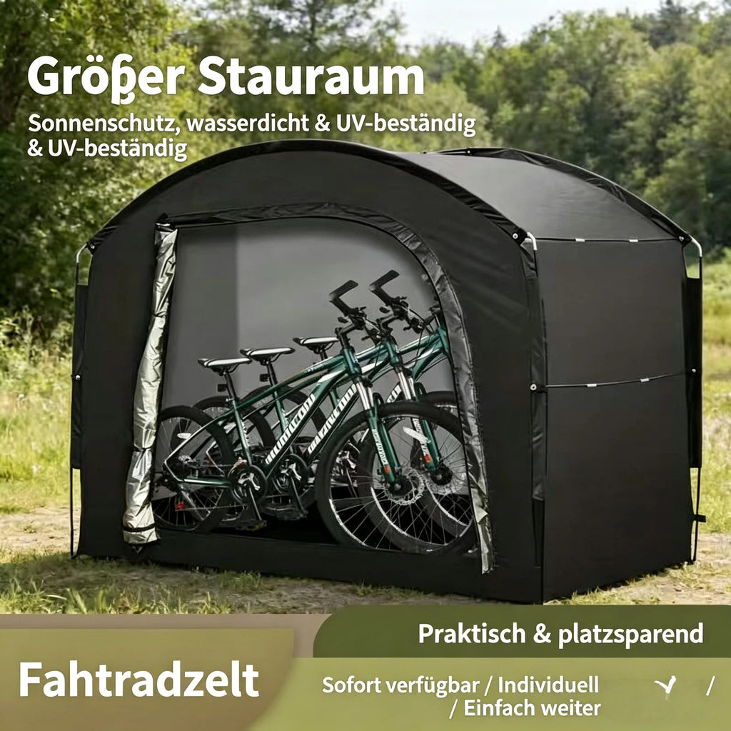 200*80*165CM Multifunktionales Beistellzelt & Gerätehaus – Tragbare Outdoor Aufbewahrungsbox mit Erdspießen für Gartengeräte, Rasenmäher & E-Bikes