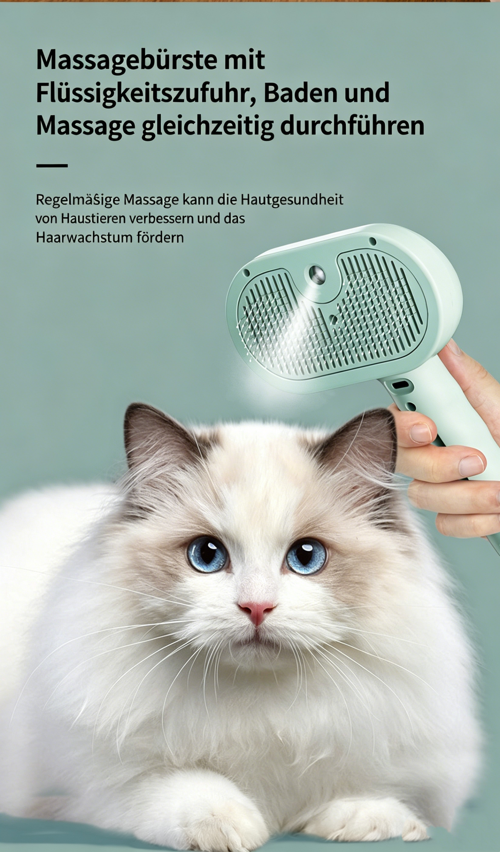Elektrische Katzenbürste mit Sprühfunktion: Anti-Flughaar Zupfbürste für die Haustier-Fellpflege