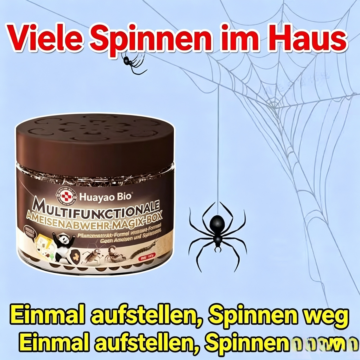2*Huayao Bio Multifunktionale Abwehr-Box – Pflanzliche Spinnenabwehr & Ameisenabwehr, Langzeit-Schutz für Haus, Keller & Wohnraum