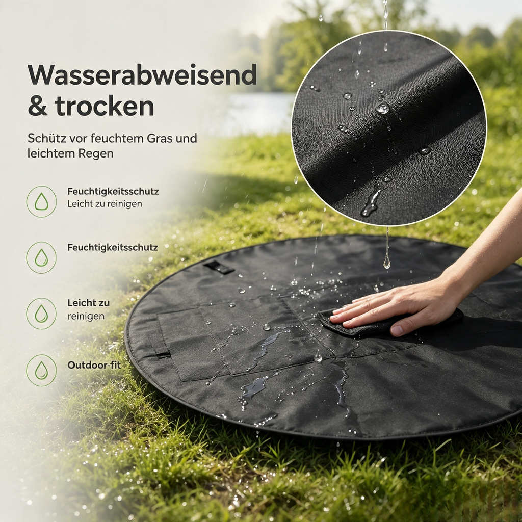 2-in-1 Picknickdecke & Tragetasche – Wasserabweisende Faltbare Stranddecke mit Integrierten Fächern