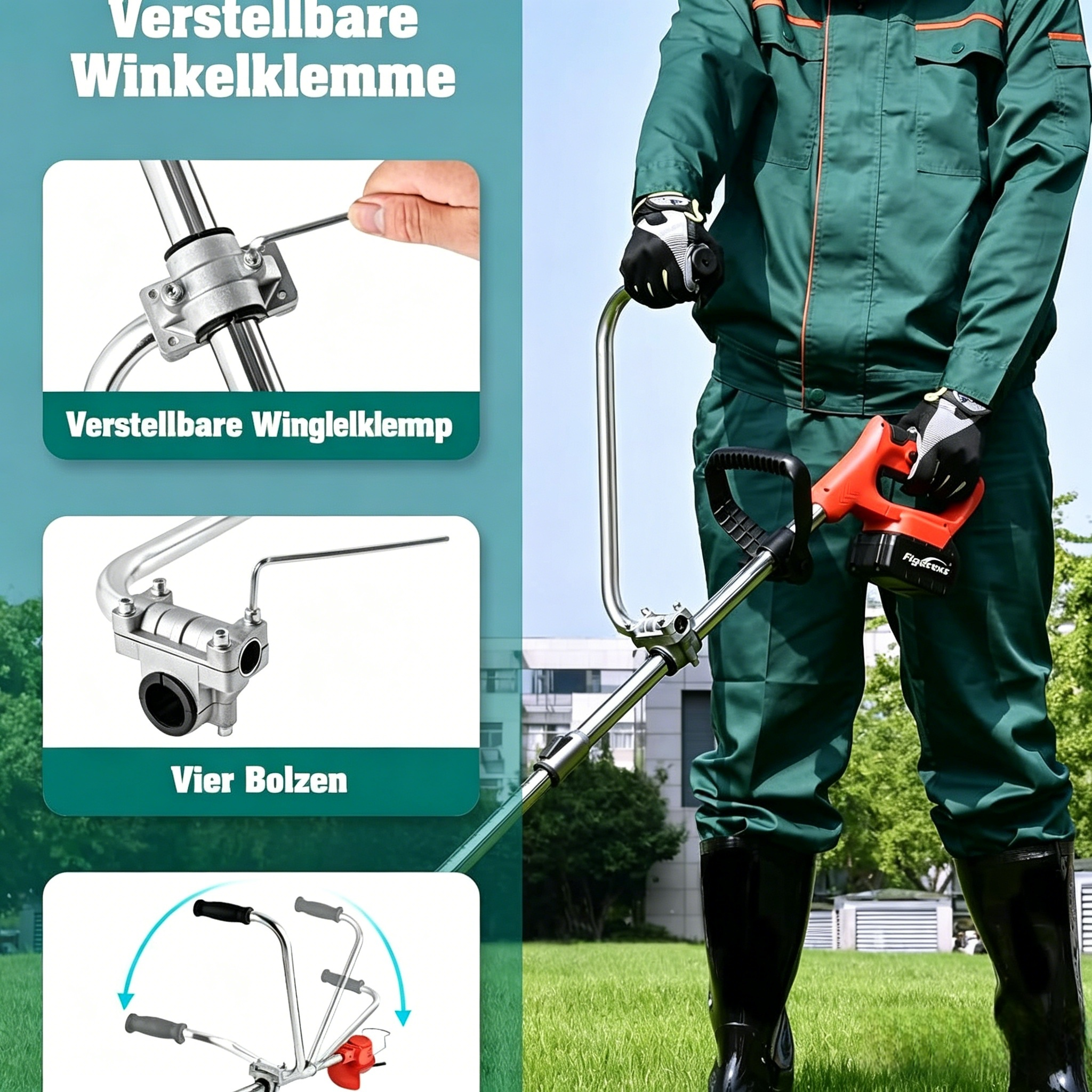 Ergonomischer Handgriff für Rasentrimmer: Komfort Doppelgriff & Tragegurt Set für Freischneider