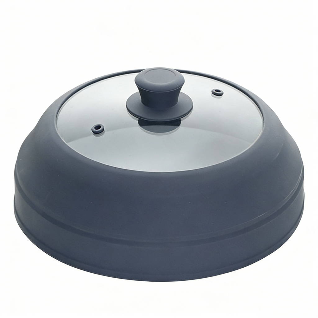 23cm Mikrowellen Abdeckhaube aus Glas und Silikon Hitzebeständiger Spritzschutz für Teller und Schüsseln BPA freier Lebensmittel Schutzdeckel für die Mikrowelle