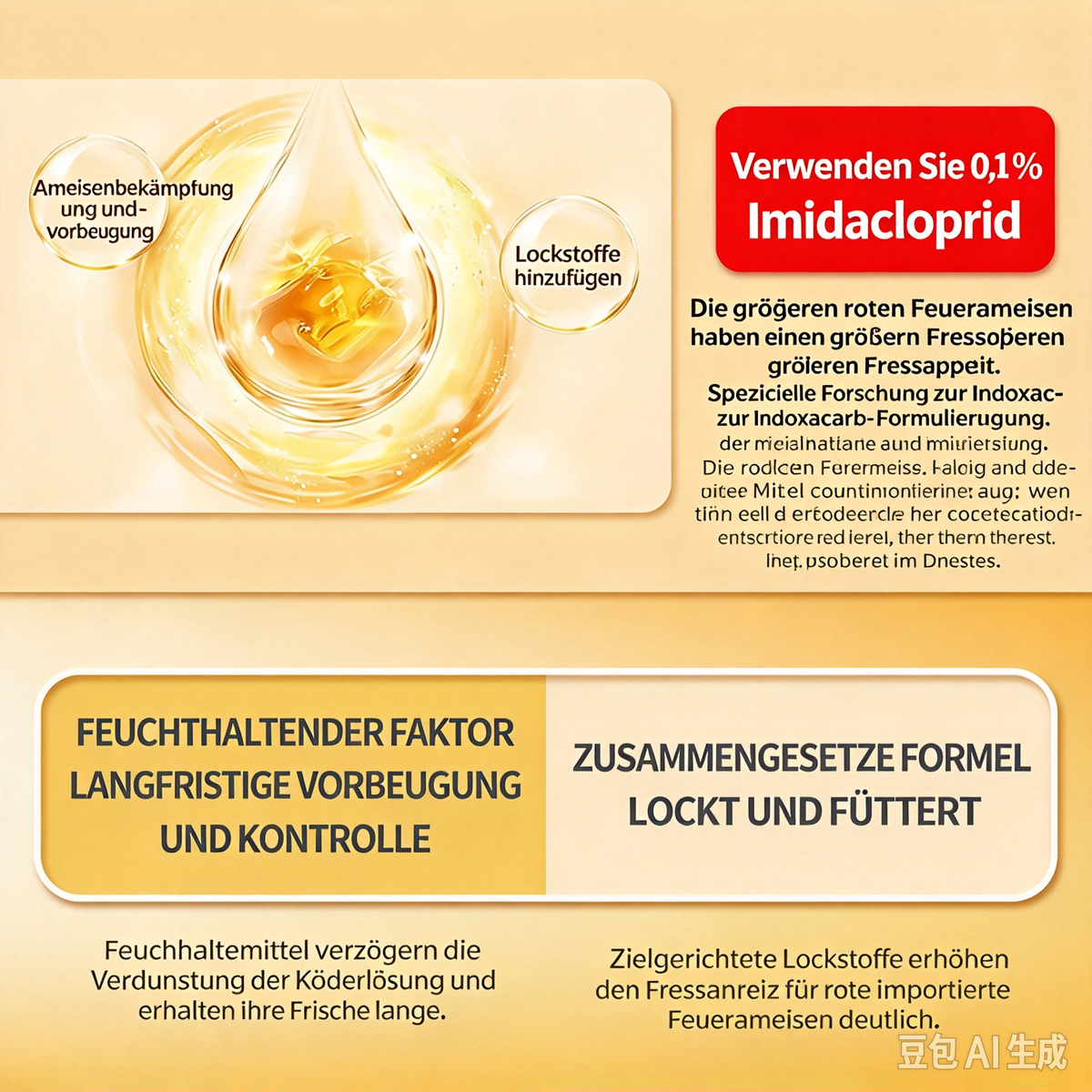 Ameisen-Köder Dose 10 Stück – Starkes Ameisengift mit Indoxacarb (0,1%), Effektiv gegen Rote Feuerameisen & Hausameisen, Nestwirkung für Innen & Außen