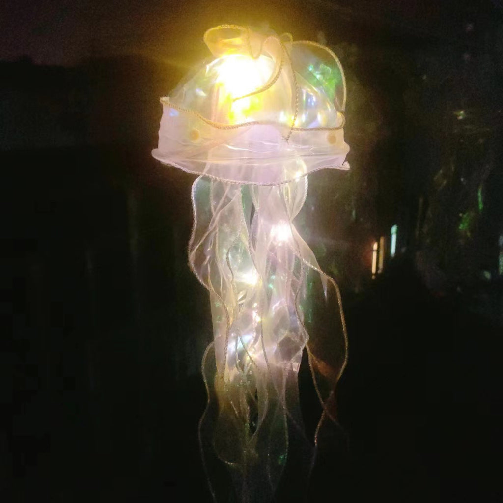 4*Magische LED Quallen Lampe – Schimmernde Hängeleuchte mit Regenbogen-Effekt – Romantische Qualle Deko für Schlafzimmer, Party, Festival & Kinderzimmer