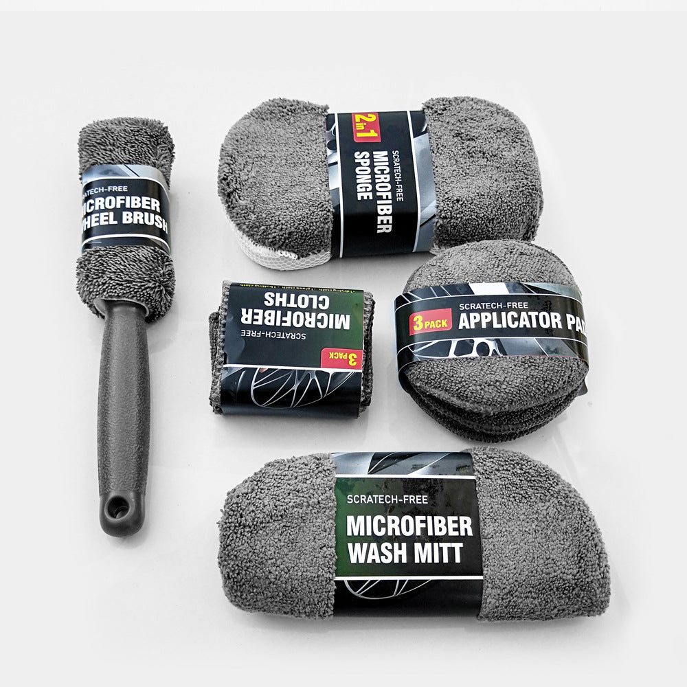 9-teiliges Autopflege Set – Professionelles Auto Reinigungsset mit Felgenbürste, Waschhandschuh & Microfasertücher – Lack