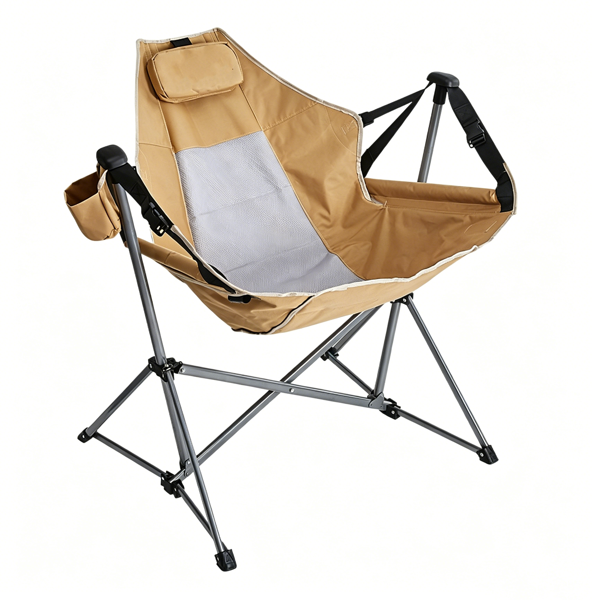 Faltbarer Outdoor-Hängesessel mit Schaukelfunktion: Atmungsaktiver Campingstuhl im Monddesign