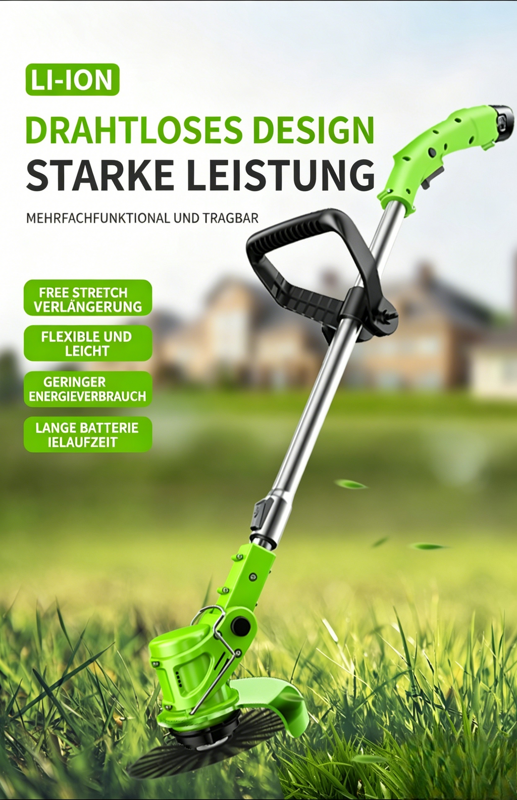 12V Akku Rasentrimmer Set für den Garten: Rasenkantenschneider mit 2 Akkus & Ladegerät