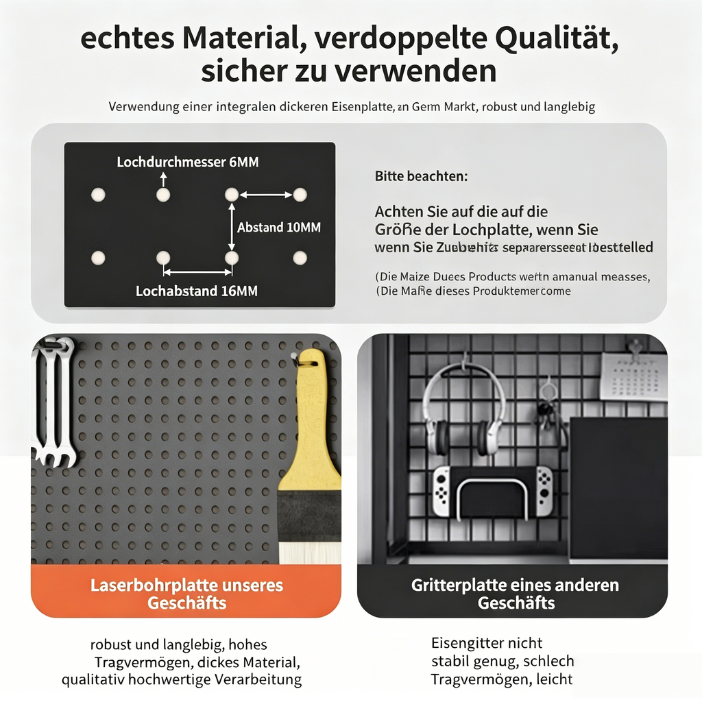 Werkzeug-Lochwand aus Edelstahl für die Wand: Universal Lochplatte & Werkzeugregal für Werkstatt