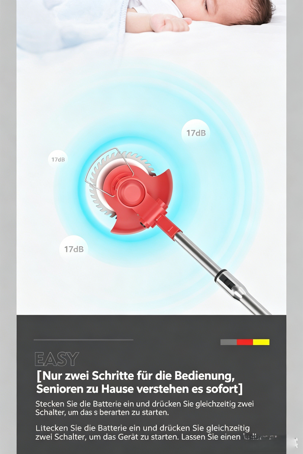 3-in-1 Akku-Rasentrimmer Set: Multifunktions-Gartengerät mit Hackfunktion für Rasen & Obstgarten