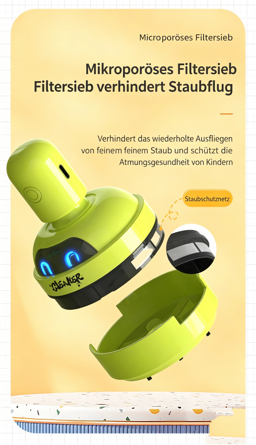 Mini Tischstaubsauger für Kinder: Niedlicher Krümelsauger für Radiergummireste & Tastatur