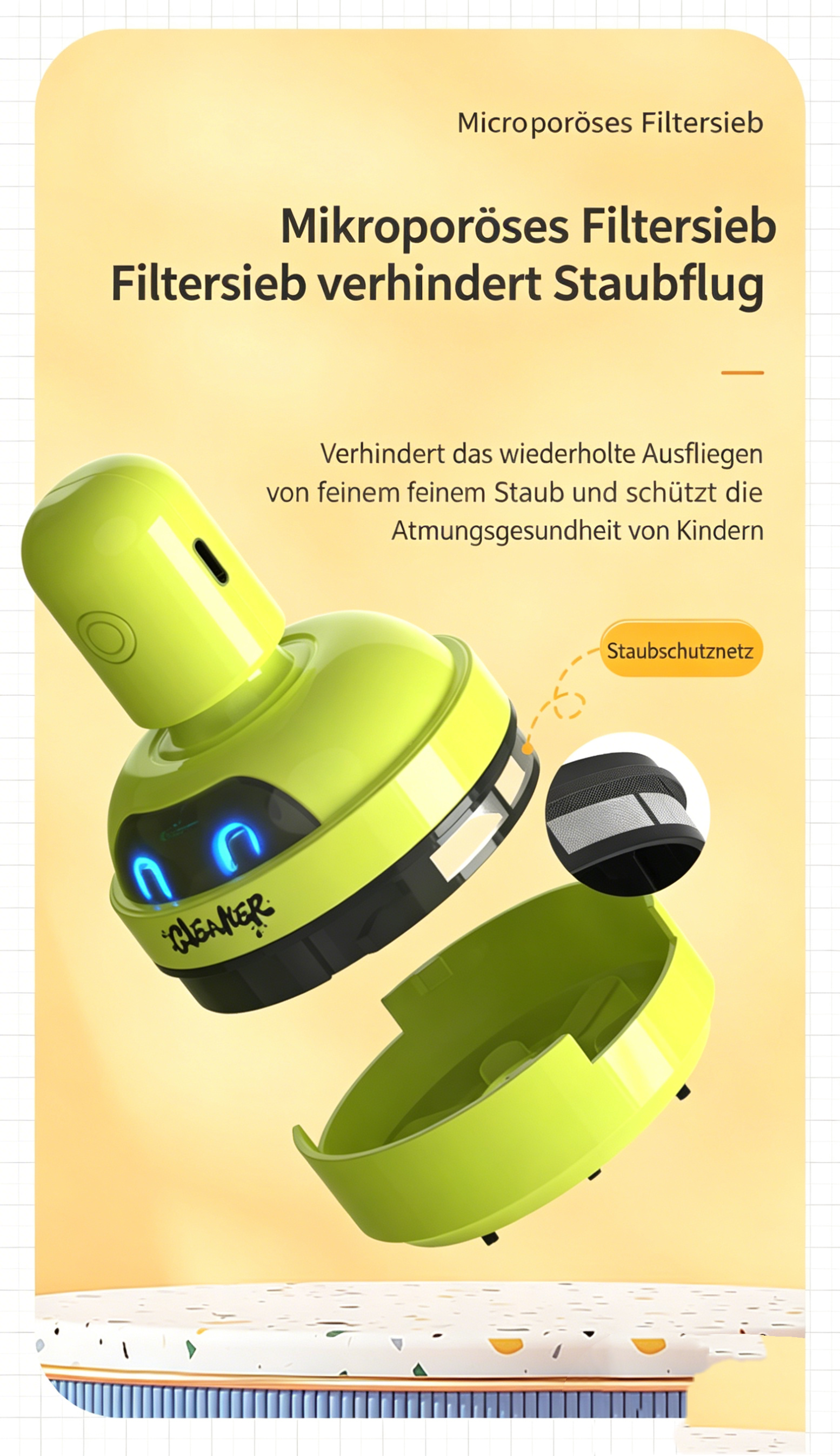 Mini Tischstaubsauger für Kinder: Niedlicher Krümelsauger für Radiergummireste & Tastatur