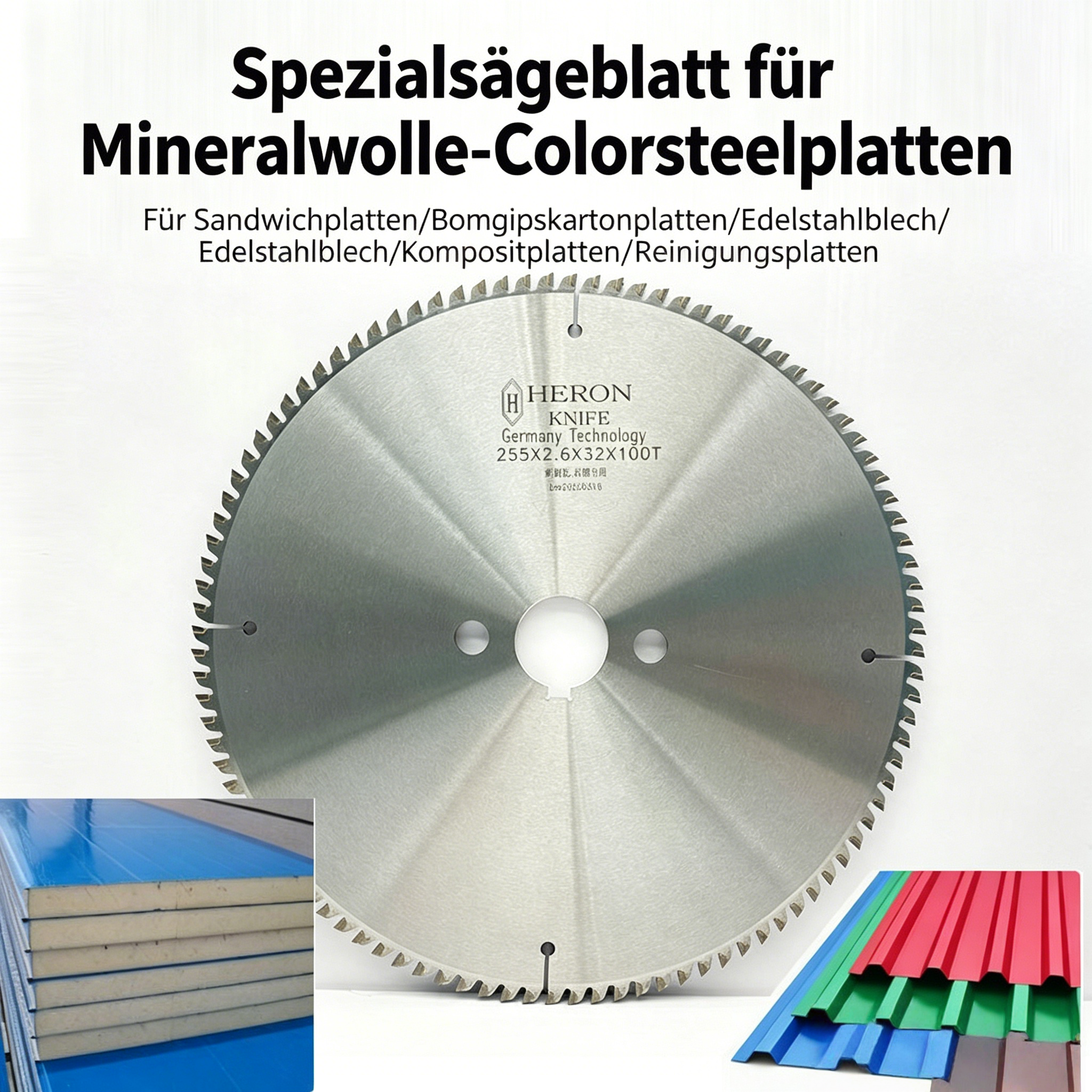 185mm TCT Sägeblatt für Sandwichplatten: 60T Kreissägeblatt für Edelstahl, Blech & Steinwolle