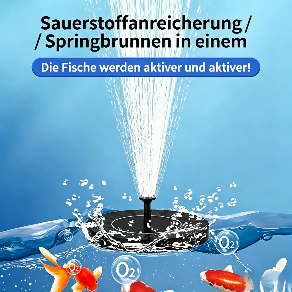 Solar-Teichpumpe mit Springbrunnen: Automatische Wasserpumpe für Fischteich & Gartenteich