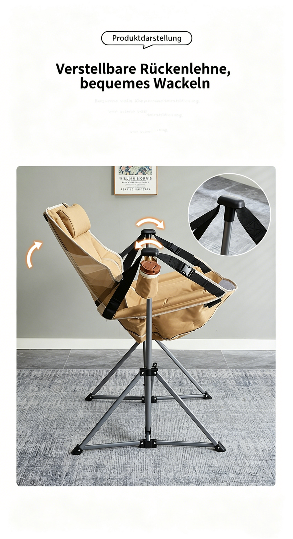 Faltbarer Outdoor-Hängesessel mit Schaukelfunktion: Atmungsaktiver Campingstuhl im Monddesign