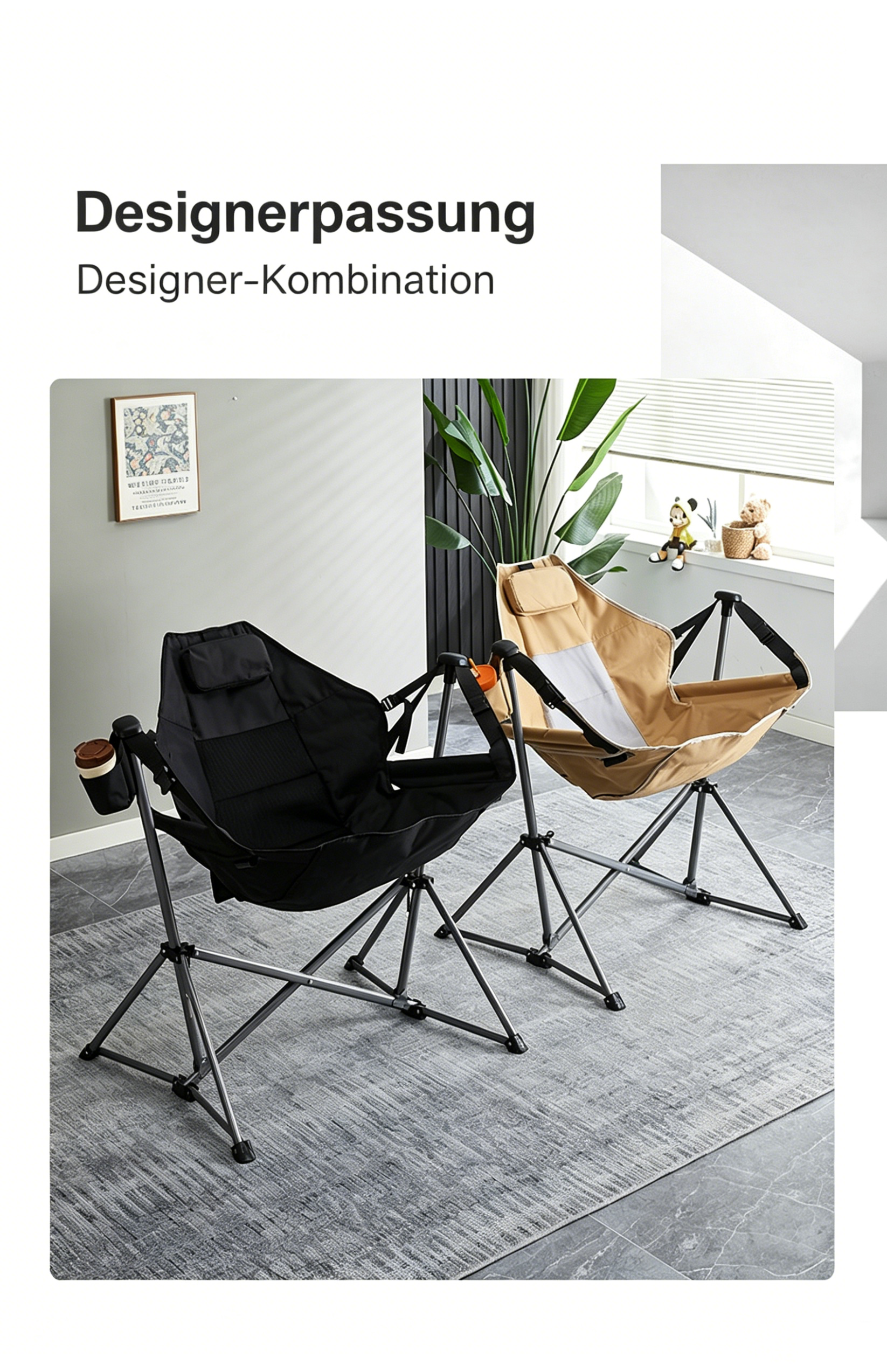 Faltbarer Outdoor-Hängesessel mit Schaukelfunktion: Atmungsaktiver Campingstuhl im Monddesign