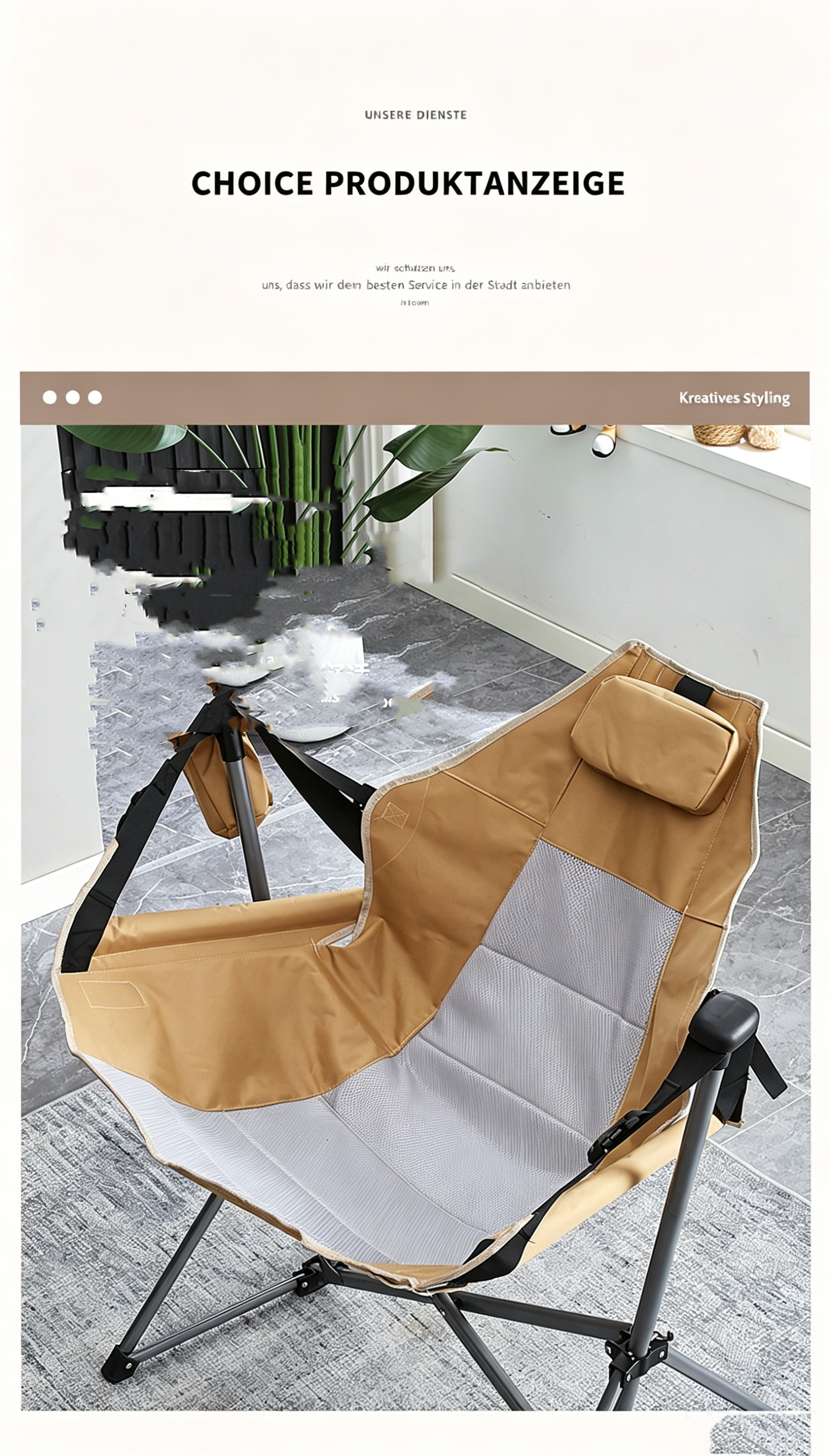 Faltbarer Outdoor-Hängesessel mit Schaukelfunktion: Atmungsaktiver Campingstuhl im Monddesign