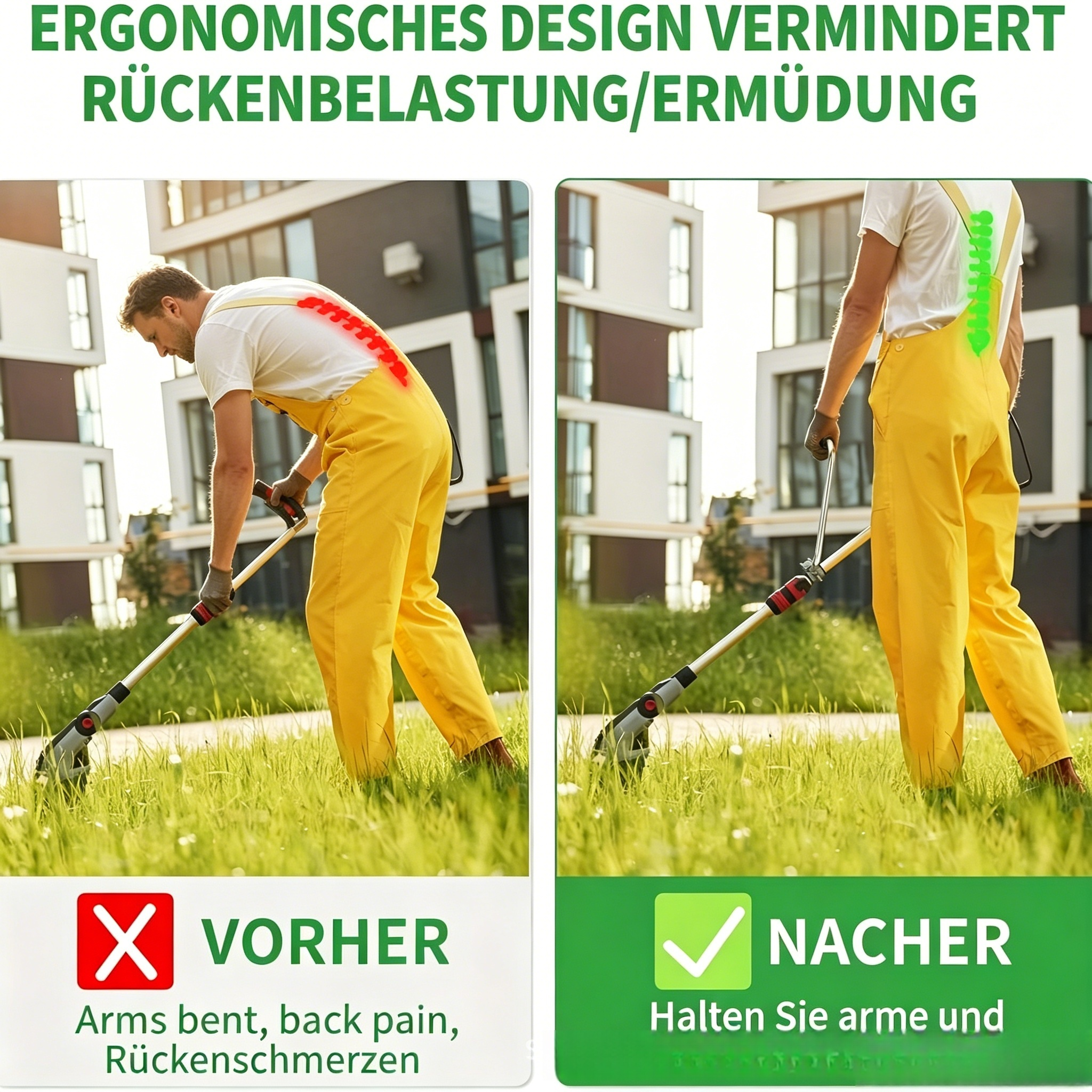 Ergonomischer Handgriff für Rasentrimmer: Komfort Doppelgriff & Tragegurt Set für Freischneider