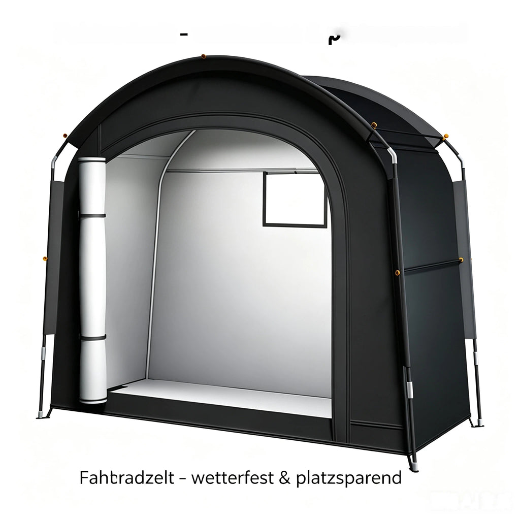 200*80*165CM Multifunktionales Beistellzelt & Gerätehaus – Tragbare Outdoor Aufbewahrungsbox mit Erdspießen für Gartengeräte, Rasenmäher & E-Bikes