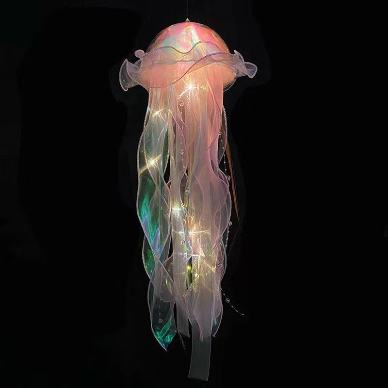 4*Magische LED Quallen Lampe – Schimmernde Hängeleuchte mit Regenbogen-Effekt – Romantische Qualle Deko für Schlafzimmer, Party, Festival & Kinderzimmer