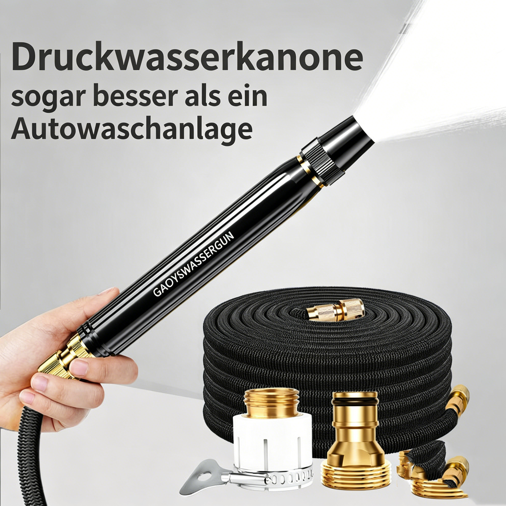 Heavy-Duty Garten-Spritzpistole mit flexiblem Schlauch: Hochdruck-Wassergewehr für Autowäsche & Garten