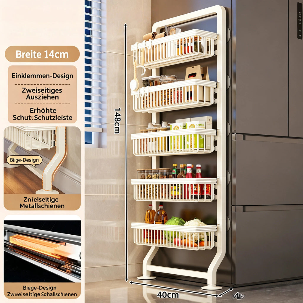 Ultra Schmales Nischenregal (Breite ab 9-14cm) – Platzsparendes Lückenregal für Kühlschrank, Hinter die Tür, Küche & Bad