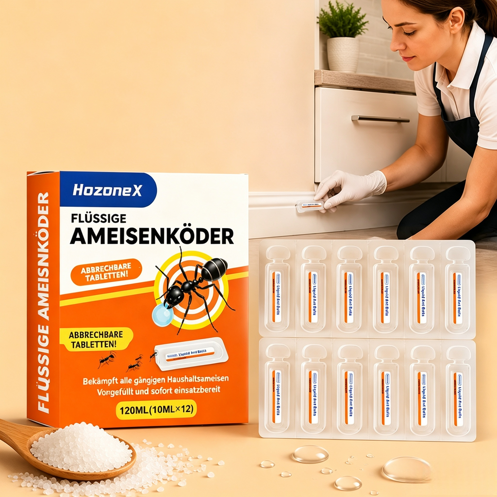 12-teiliges Set Menge Flüssige Ameisenköder Set (12x10ml) – Vorbefüllte Ameisenköderstationen mit Abbrechbarer Lasche, Schnelle Lockwirkung gegen alle gängigen Haushaltsameisen für Innen & Außen