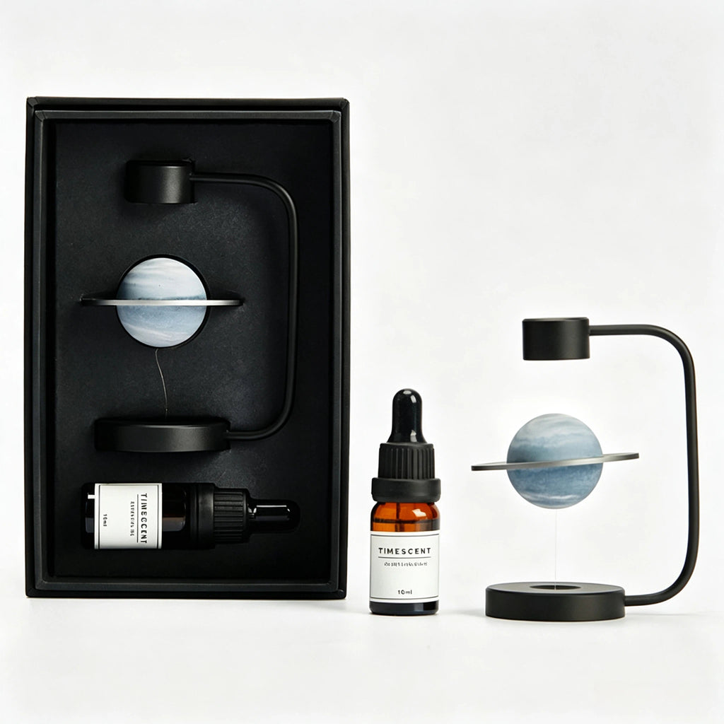 Planet 2.0 Aromatherapie Diffusor Set – Schwebender Planeten-Duftstein mit Ätherischem Öl (10ml) – Kosmisches Design-Geschenk für Home Office & Deko