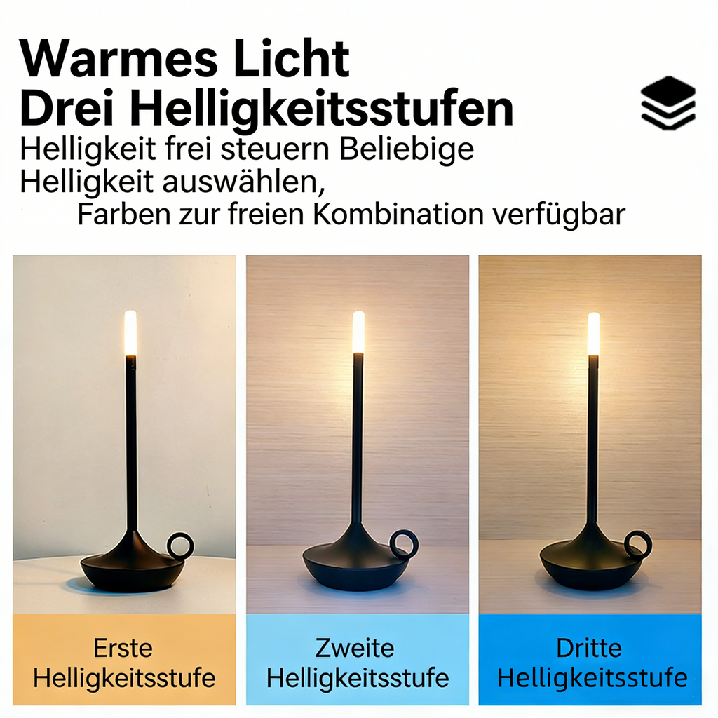 LED Nachttischlampe mit Touch-Steuerung – Wiederaufladbare Akku-Tischlampe mit USB – Dimmbares Nachtlicht für Schlafzimmer & Wohnzimmer – Kabelloses Ambientelicht