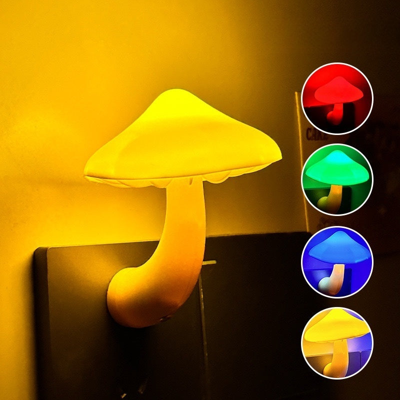 LED Pilz Nachtlicht Steckdose (4er Pack) – Automatisches Orientierungslicht mit Lichtsensor, Mini Pilz Wandlampe für Kinderzimmer, Schlafzimmer, Flur & Treppe
