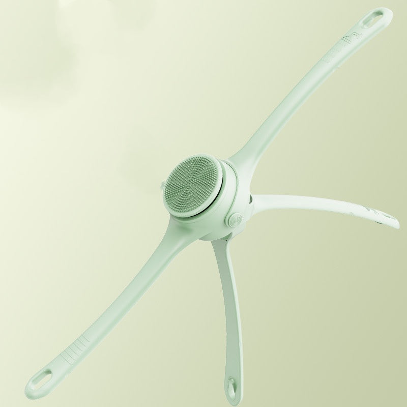 Elektrische Duschbürste mit Abnehmbarem Langem Griff 360 Grad Rotierende Körperbürste zur Reinigung und Massage Multifunktionales Set für Gesicht und Körper Blau