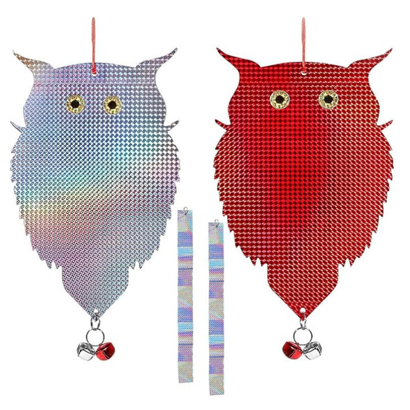 Reflektierende Eule Vogelabwehr Doppelseitig Laser Effekt Hängende Vogelscheuche für Obstgarten Garten