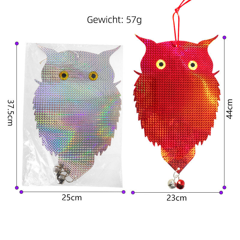 Reflektierende Eule Vogelabwehr Doppelseitig Laser Effekt Hängende Vogelscheuche für Obstgarten Garten