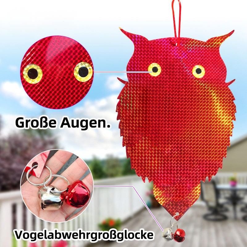 Reflektierende Eule Vogelabwehr Doppelseitig Laser Effekt Hängende Vogelscheuche für Obstgarten Garten