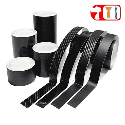 PET Car Wrapping Folie Hochglanz Schwarz 5m Rolle Klavierlack Optik für Auto Interieur Selbstklebende Vinylfolie für Zierleisten und Chrome Delete