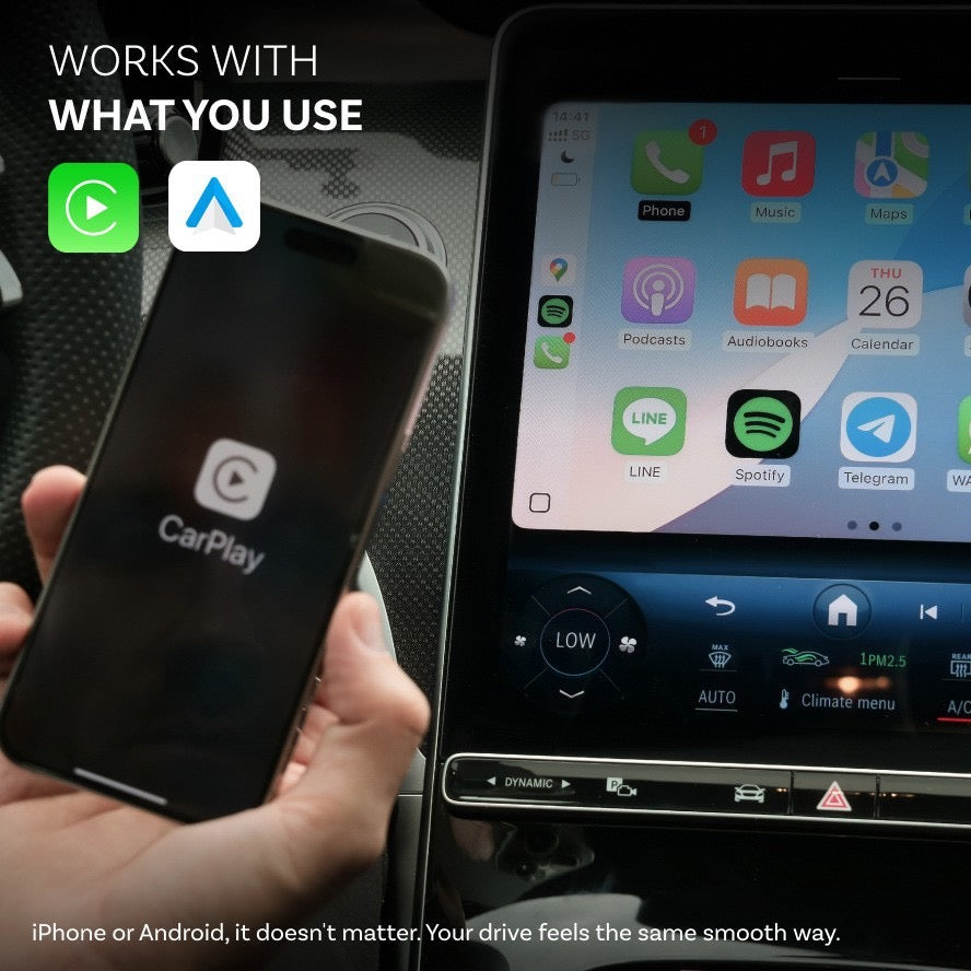 2 in 1 Wireless CarPlay und Android Auto Adapter für Autos mit Kabelgebundenem System Plug and Play Dongle für Kabellose Verbindung und Schnelles Pairing