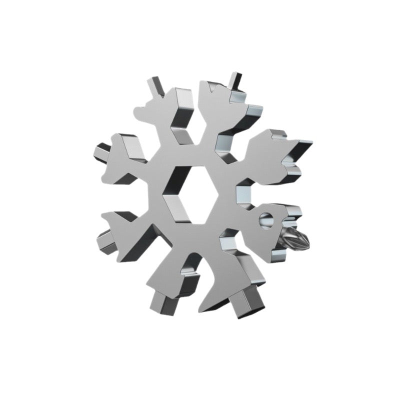 18 in 1 Schneeflocken Multi Tool aus Edelstahl Tragbarer Schlüsselanhänger mit Schraubendreher und Flaschenöffner Ideales Outdoor Geschenk für Männer und Abenteurer