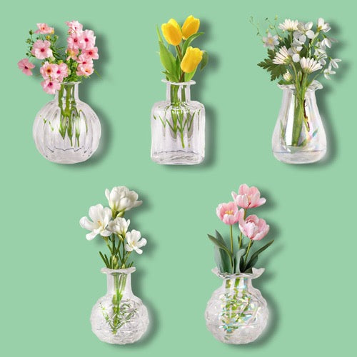 Mini Magnetische Vase für Kühlschrank und Whiteboard Kleine Glasvase mit Starkem Magneten für Dekoration Minimalistisches Design für Blumen und Trockenblumen