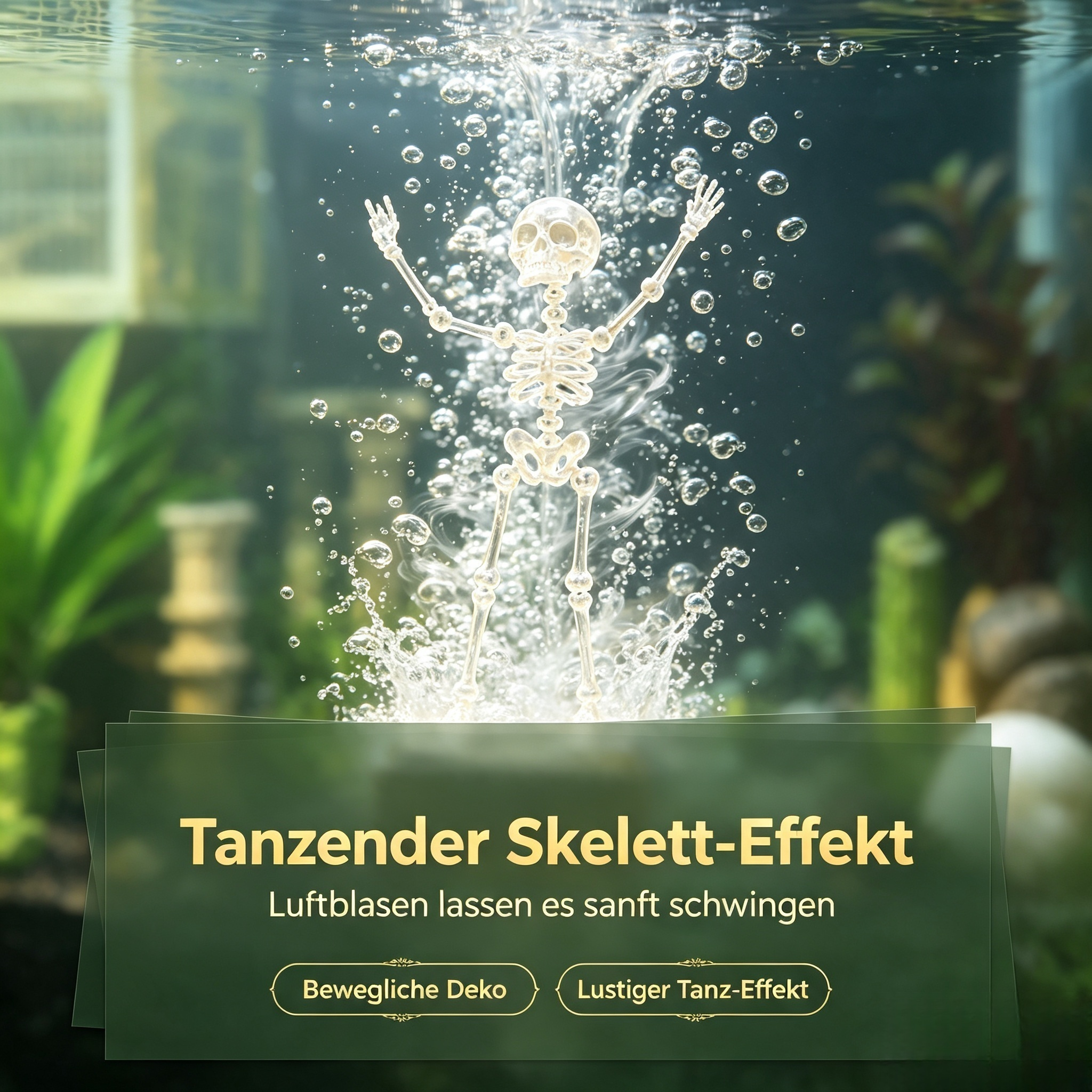 Aquarium Dekoration Skelett mit Belüftungsfunktion – Sprudelstein Deko Figur für Fischbecken – Ungiftig, Sauerstoff-Anreicherung durch Luftblasen