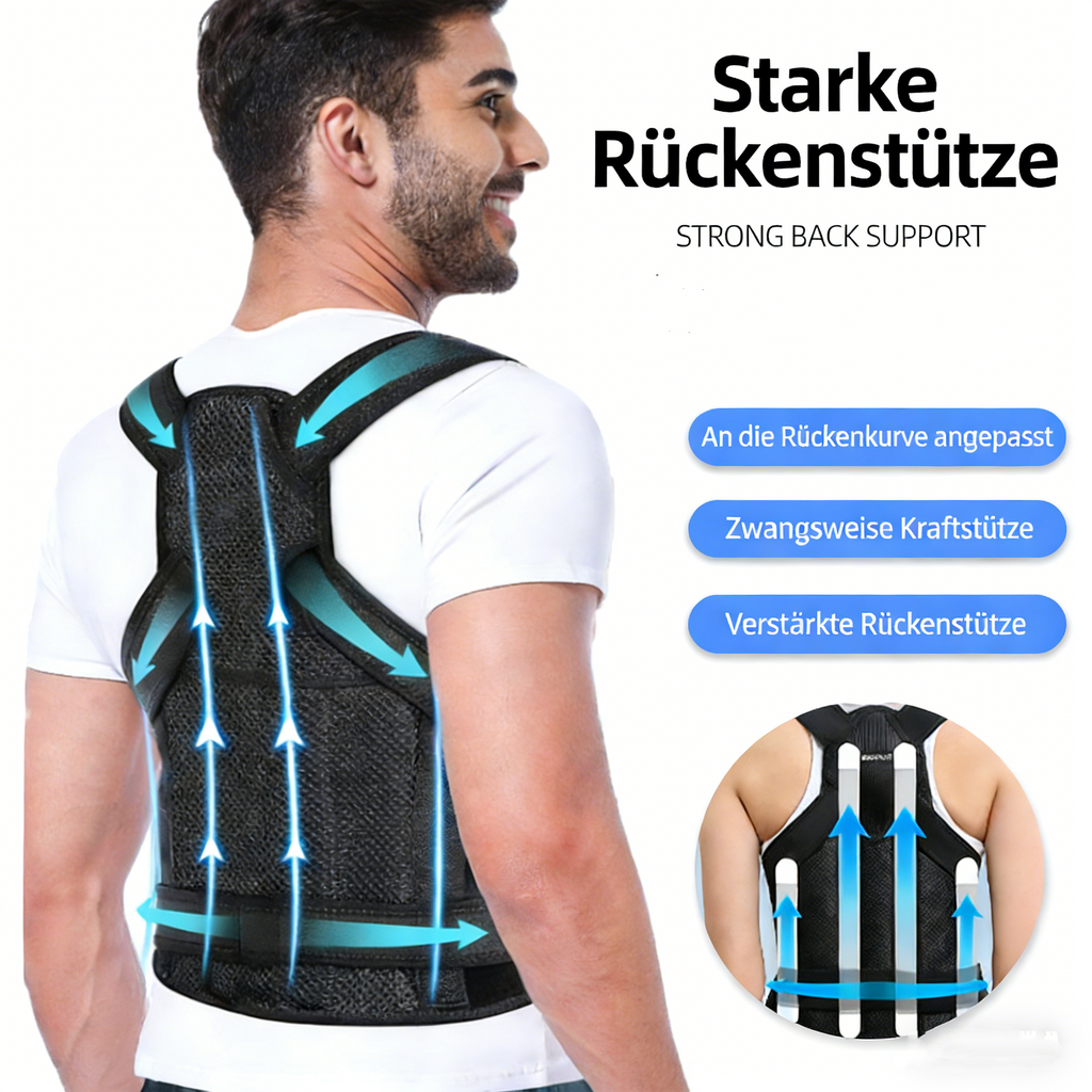 Haltungskorrektur Rücken Damen & Herren – Verstellbarer Rückentrainer gegen Rundrücken & Rückenschmerzen – Atmungsaktive Geradehalter zur Haltungskorrektur